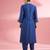 Blue katan silk hand embroidered kurta set