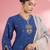 Blue katan silk hand embroidered kurta set