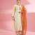 Light beige  katan silk hand embroidered kurta set