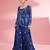 Royal blue  georgette sharara  set with thread and sequin work