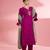 Fuscia katan silk hand embroidered kurta set