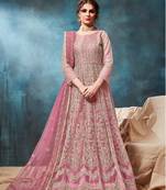 Pink Heavy Embroidered Net Gown