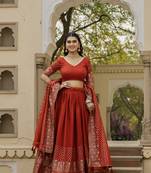 Rust vichitra silk lehenga choli