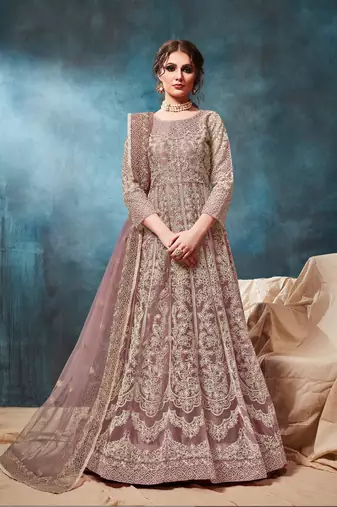 CORDING WORK MAUVE NET GOWN 