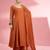 Rust katan silk hand embroidered kurta set
