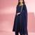 Dark blue katan silk hand embroidered kurta set