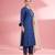 Blue katan silk hand embroidered kurta set