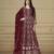 marron Faux Georgette Embroidered Anarkali Gown
