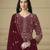 marron Faux Georgette Embroidered Anarkali Gown