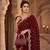 Maroon Color Beeds And Cut work Silk Blend Saree