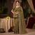 Olive Color Beeds And Cut work Silk Blend Saree