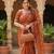 Orange Color Beeds And Cut work Silk Blend Saree