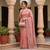 Peach Color Beeds And Cut work Silk Blend Saree