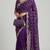 Purple Color Beeds And Cut work Silk Blend Saree