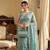 Sky Blue Color Beeds And Cut work Silk Blend Saree