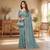Sky Blue Color Beeds And Cut work Silk Blend Saree