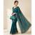 Teal Color Beeds And Cut work Silk Blend Saree