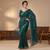 Teal Color Beeds And Cut work Silk Blend Saree