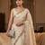 White Color Beeds And Cut work Silk Blend Saree