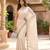 White Color Beeds And Cut work Silk Blend Saree