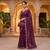 Wine Color Beeds And Cut work Silk Blend Saree