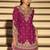 Dark-pink embroiderd chinon silk salwar suit