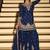 Dark-blue embroiderd chinon silk salwar suit