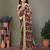 Light Olive Color Printed Work Chiffon Saree