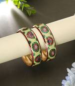 Pista green color meenakari bangle pair elegant look