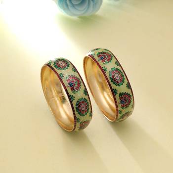 Pista green color meenakari bangle pair elegant look 2