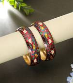 Red color meenakari bangle pair handmade design