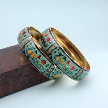 Light green color meenakari bangle pair stylish look 2
