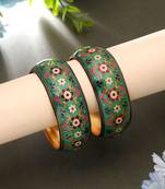 Green color meenakari bangle pair traditional style
