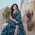 Blue Color Printed Work Chiffon Saree