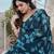 Blue Color Printed Work Chiffon Saree