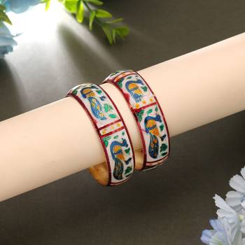 White color meenakari bangle pair ethnic style 1