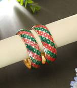 Green & rani color meenakari bangle pair festive look