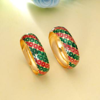 Green & rani color meenakari bangle pair festive look 2