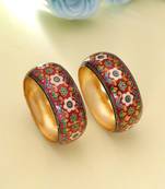 Maroon color hand painted meenakari bangle pair