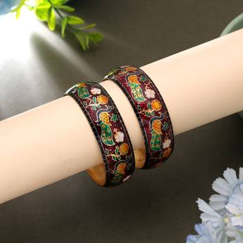 Maroon color meenakari bangle pair traditional look 1