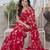 Red Color Printed Work Chiffon Saree