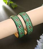 Pista green color hand painted meenakari bangle pair