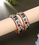 White color hand painted meenakari bangle pair