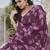 Wine Color Printed Work Chiffon Saree