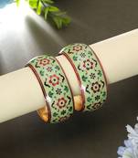 Light green color meenakari bangle pair festive look