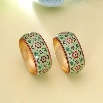 Light green color meenakari bangle pair festive look 2