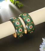 Green color hand painted meenakari bangle pair design