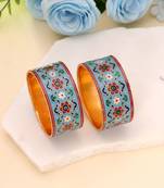 Light blue color hand painted meenakari bangle pair
