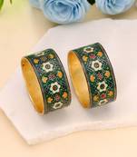 Green color meenakari bangle pair ethnic jewelry style
