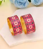 Rani color hand painted meenakari bangle pair design